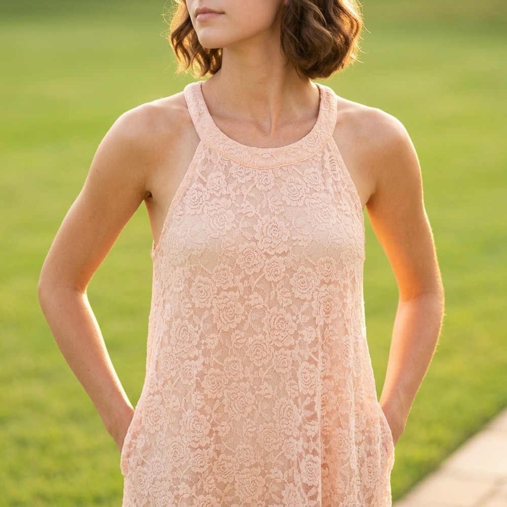 Torid Peach Floral Lace Swing Top Sleeveless Pink Size 0 Soft Girl Feminine Chic